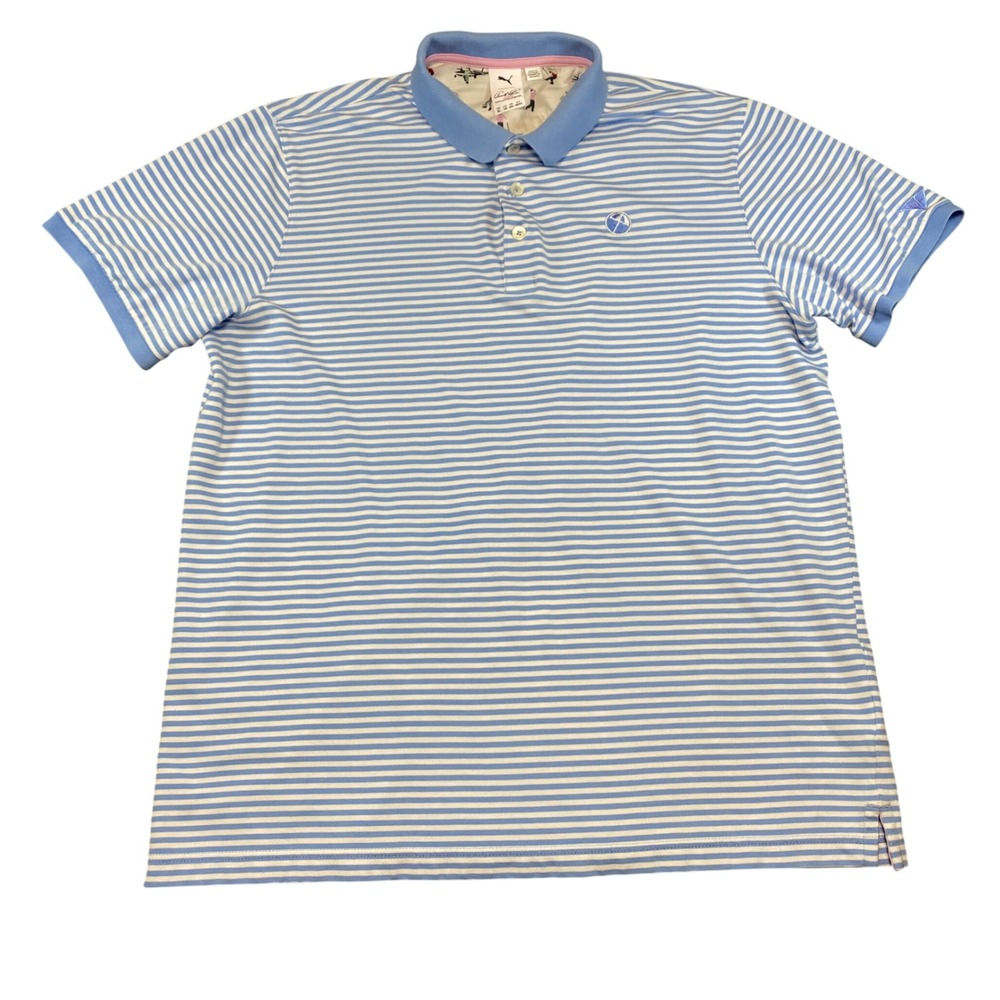 Puma Arnold Palmer Polo Shirt Mens Xl Extra Large Blue Golf Bay Hill Umbrella